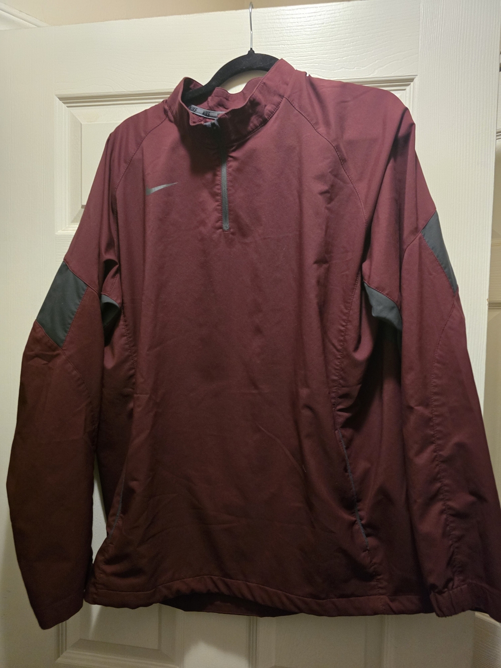 Nike Men's Burgundy Performance Half-Zip Jacket with Gray Accents